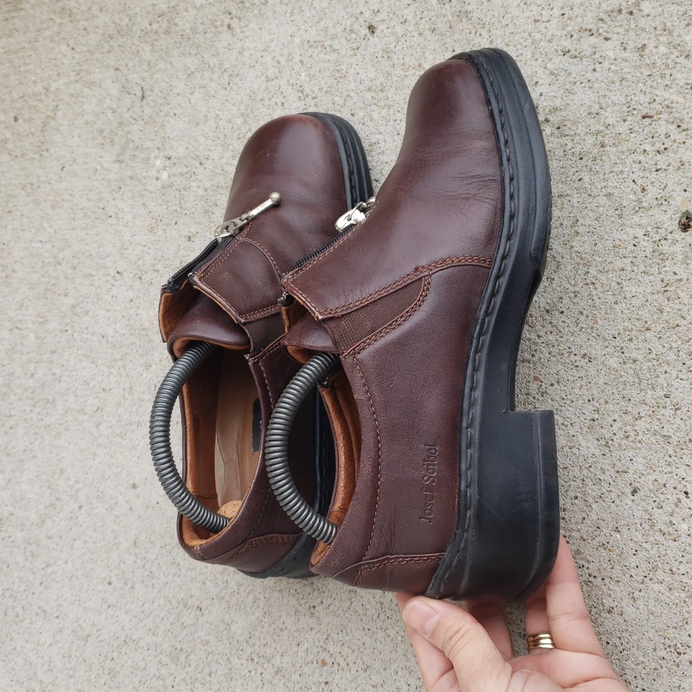 Josef Seibel Womens Brown Leather Chunky Heel Laofers Size 36 Classic Preppy Y2K - Picture 11 of 16